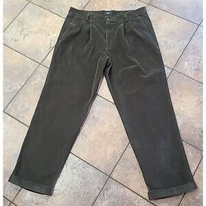 Dockers Corduroy Relaxed Straight Fit Khaki Pants Men's 38x32 Pleated Green Cuff